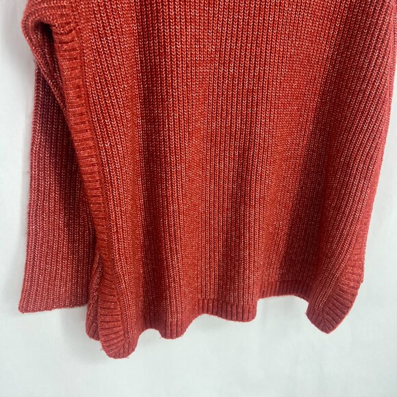 Cabi Playoff Sweater Cableknit Heathered Rust Red #4280 Pullover Split Side - Picture 7 of 10